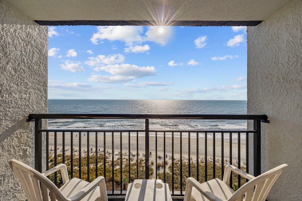 Check out this direct oceanfront vacation rental at the Monterey Bay Resort in Myrtle Beach, SC. This beautifully updated condo is fully furnished with everything you need for a relaxing beach getaway. The space features one king bed, one full-size Murphy bed, and one full-size sleeper sofa, comfortably accommodating up to six guests. Upon entering, guests will find the bedroom area, furnished with a cozy king bed, TV with basic cable, dresser, and closet for storage. The adjustable AC system ensures your comfort during your stay, and free Wi-Fi is included. Guests are provided one parking pass, and parking is complimentary.