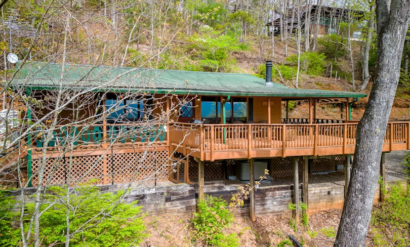 Private cabin with breathtaking mountain view, large deck, fireplace & firepit