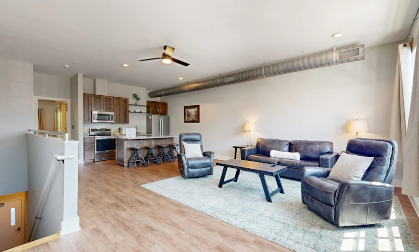Spacious, chic retreat with deck & AC - walk to dining, shops, & entertainment