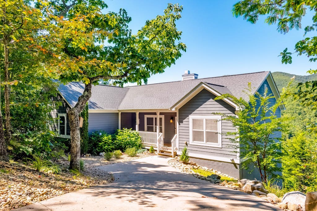 Scenic Blue Ridge home with amazing views, hot tub, deck, firepit, & game room