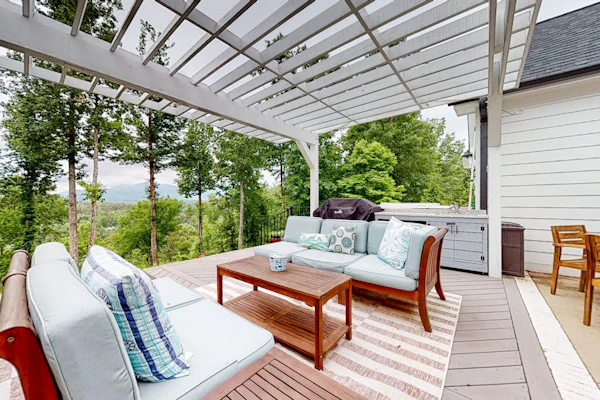 Mountain & lake-view luxury home with hot tub, deck, & pergola - dog-friendly