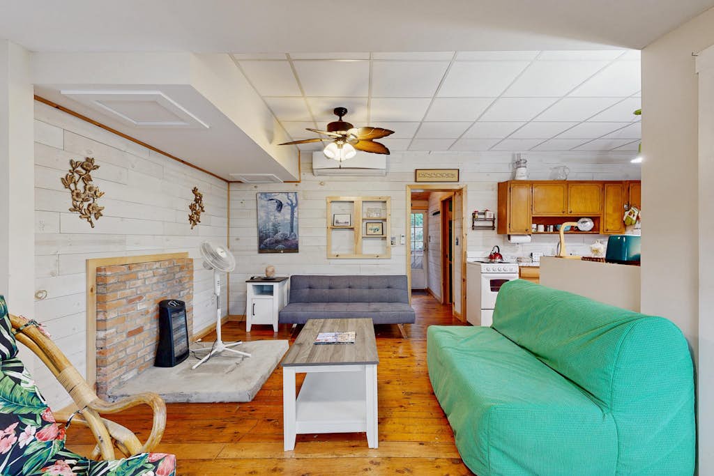 Entire lakefront home on Togus Pond with decks, canoe, firepit & great view