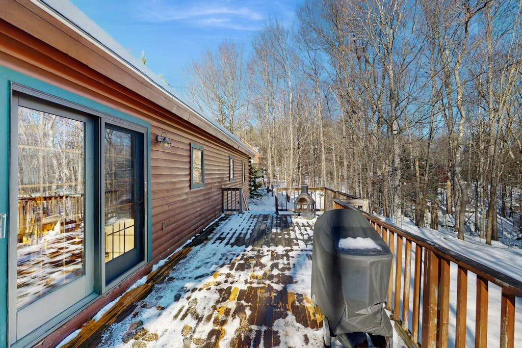 Cozy log house w/ gas-fire stove, dog-friendly, clubhouse amenities, w/d, wifi