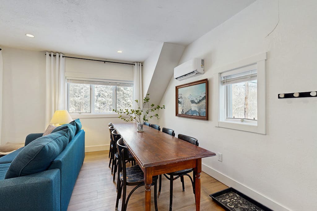 Comfortable condo w/ mountain & ski views, central a/c, shared patio & BBQ