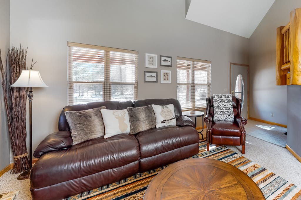 Family-Friendly Abode near River w/ Fireplace, 2 Living Areas, WiFi & Firepit