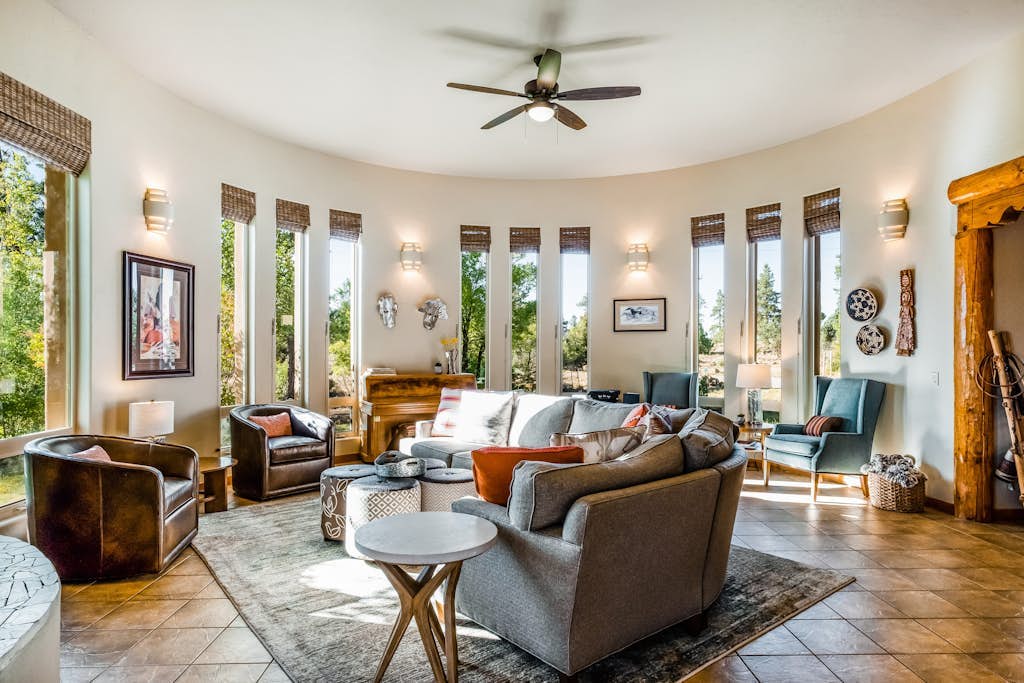 Modern adobe-style home w/ balconies & fireplace - close to Pagosa Springs