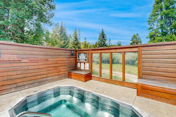 2nd-floor ski-in condo with fireplace, hot tubs, gym & W/D