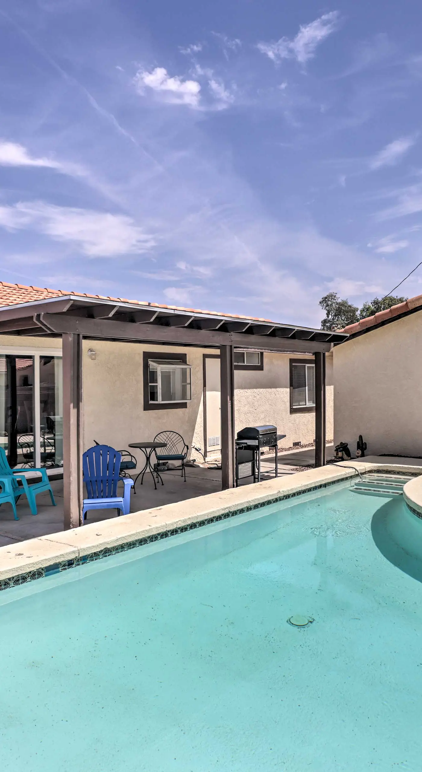 Covered Patio & Pool: Family Home in Bullhead City