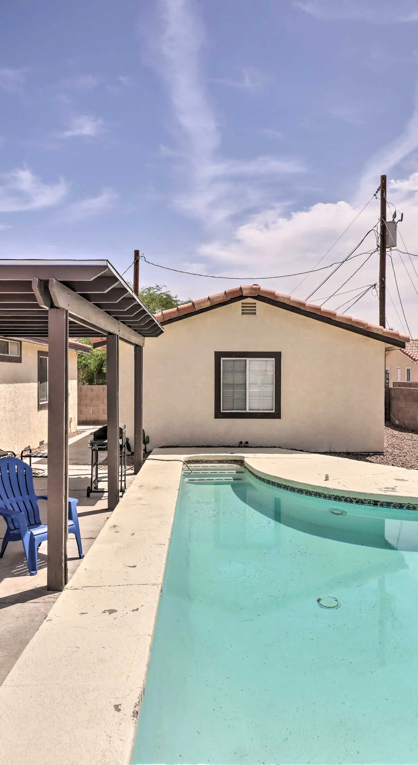 Covered Patio & Pool: Family Home in Bullhead City