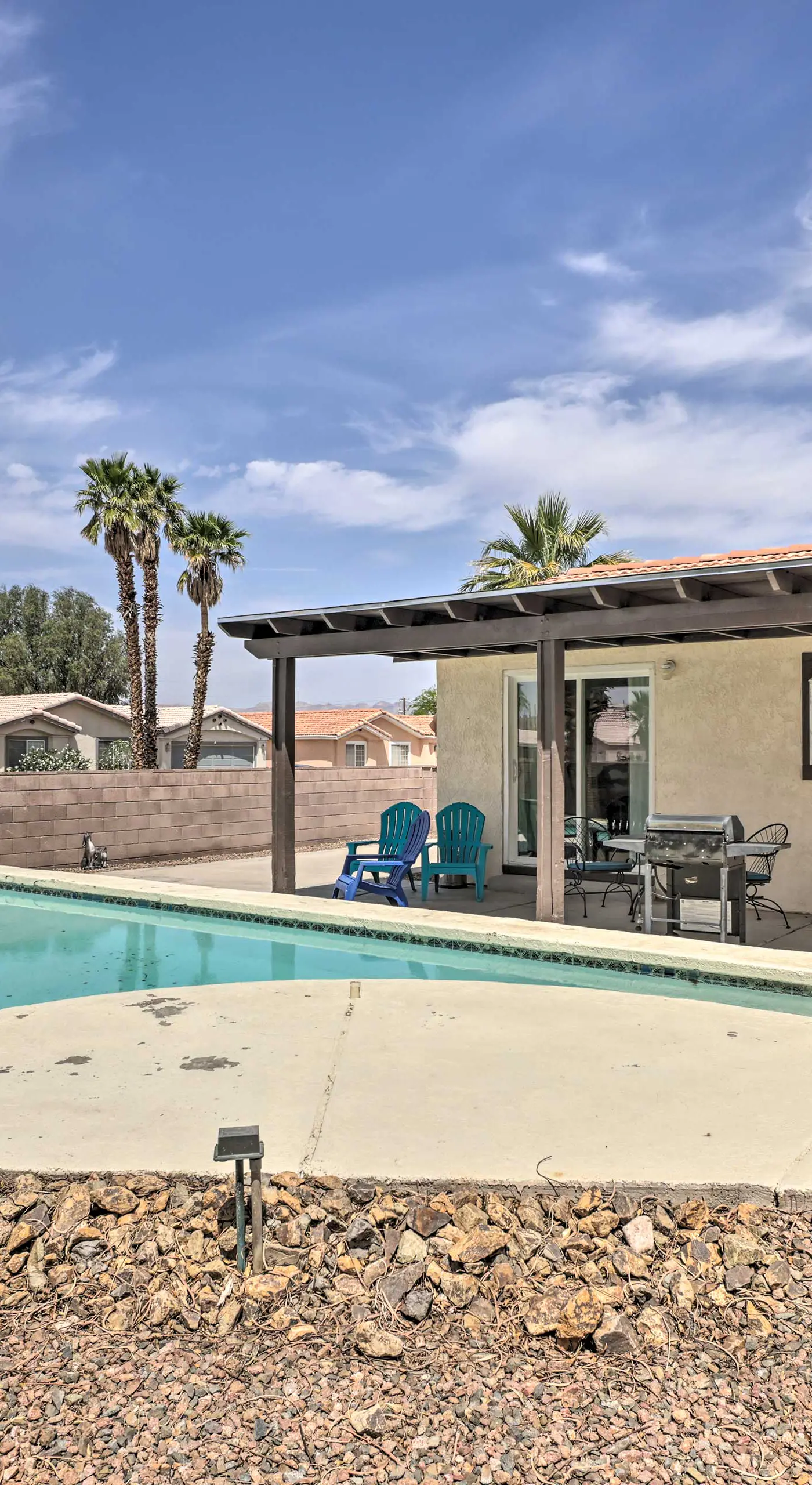 Covered Patio & Pool: Family Home in Bullhead City