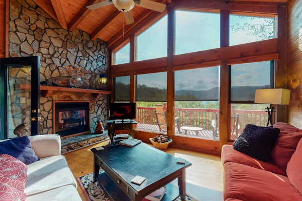 Inviting cabin w/ mountain views, private indoor hot tub, gas grill, & deck