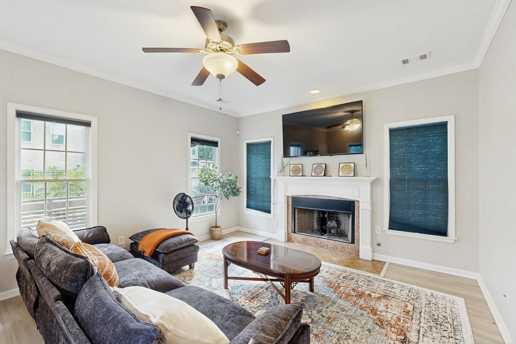 Spacious three-level home with game room, patio & cozy fireplace