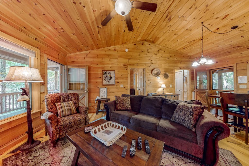 Dog-friendly cabin with hot tub, balcony, and firepit - snowbirds welcome