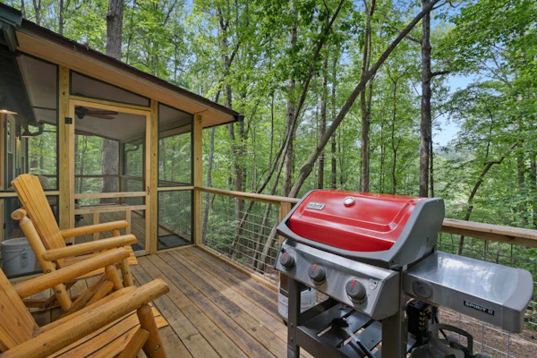 Dog-friendly cabin on wooded lot, wood stove, deck, grill, & W/D