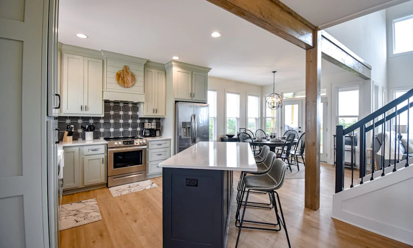 Stunning three-story home with a hot tub, firepit, washer/dryer, & views