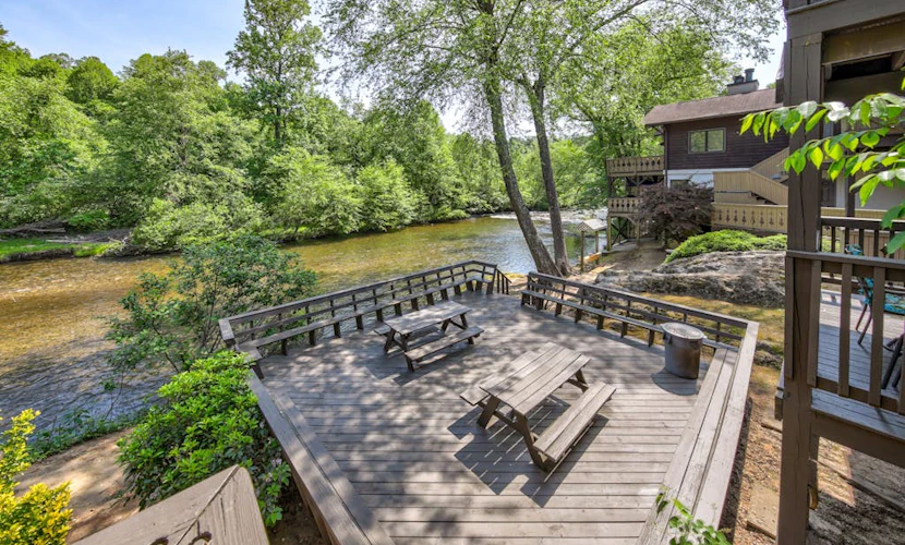 Dog-Friendly Waterfront Getaway with Fireplace, Full Kitchen, & Furnished Patio