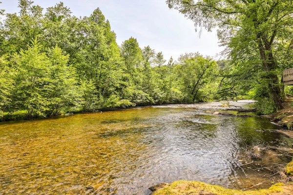Dog-Friendly Waterfront Getaway with Fireplace, Full Kitchen, & Furnished Patio