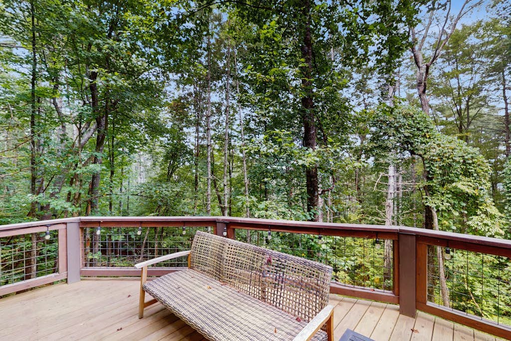 Secluded dog-friendly cabin with wood fireplace, mtn views, & expansive deck