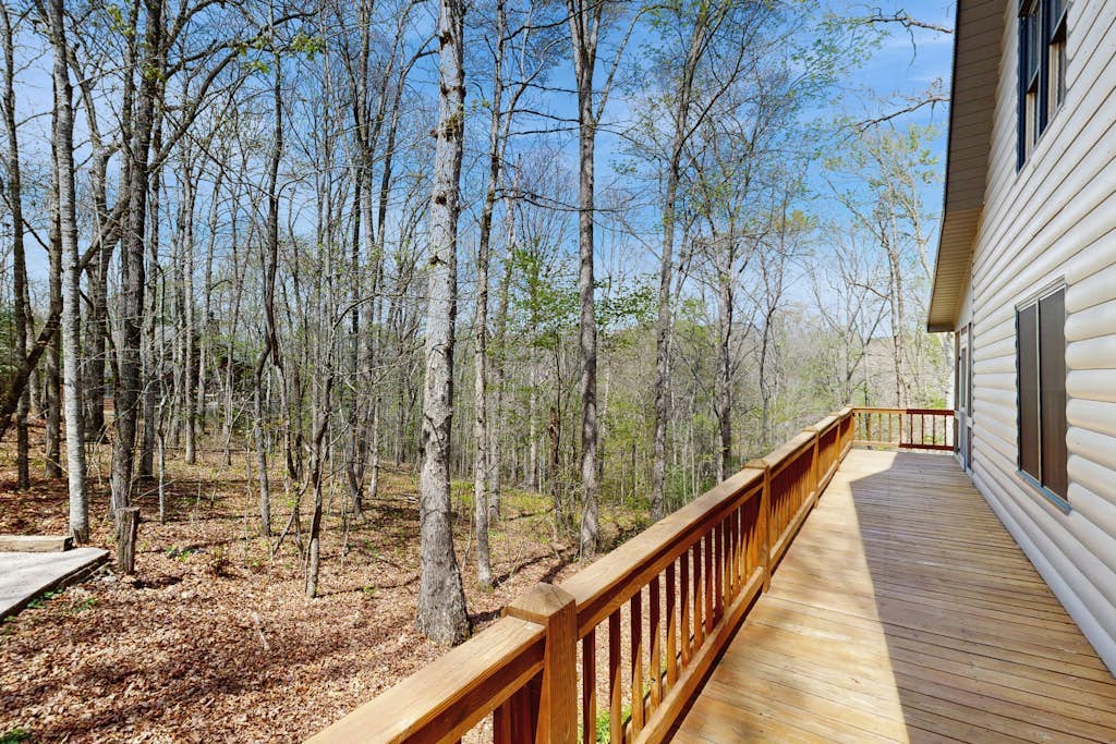 Lovely sunlit home with deck, hammock, jetted tub, foosball, & fire pit