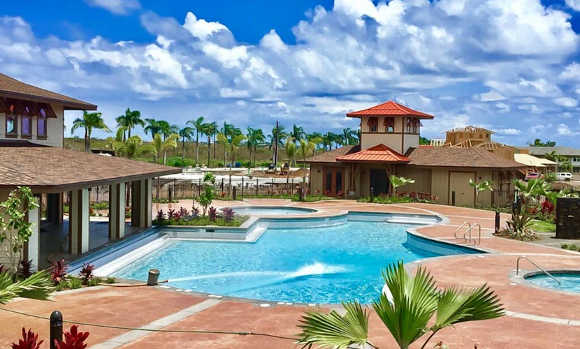 Ocean + mountain view home with WiFi, lanai, onsite pool, & hot tub