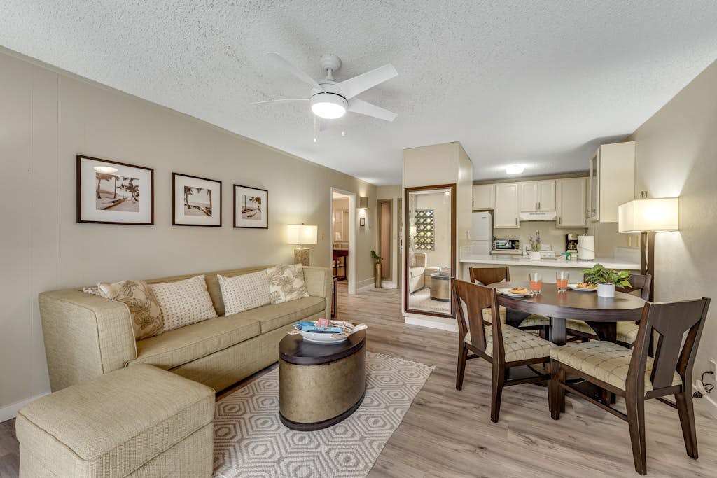 Ground-floor getaway w/ a furnished patio, shared pools, grills, & shuffleboard
