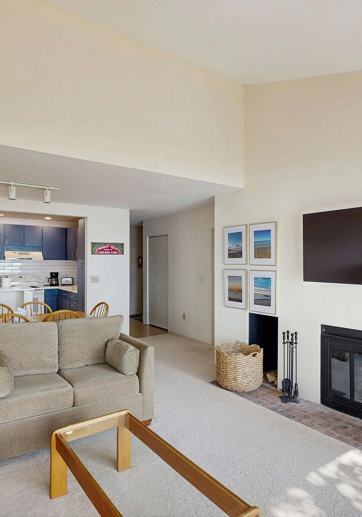 Condo in Glen Arbor with Lake Michigan sunset views, fireplace, deck, washer & dryer
