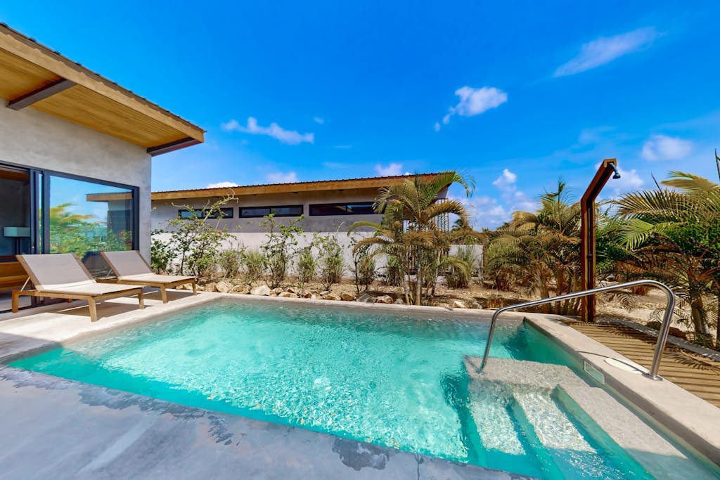 Relaxing lagoonfront villa with private pool, dock, café & on-site spa