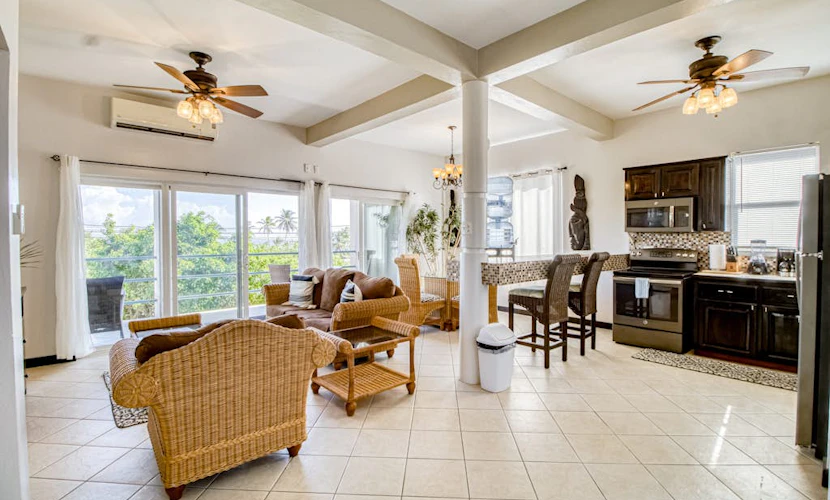 Colorful ocean-view suite with pool & concierge - near dining & town