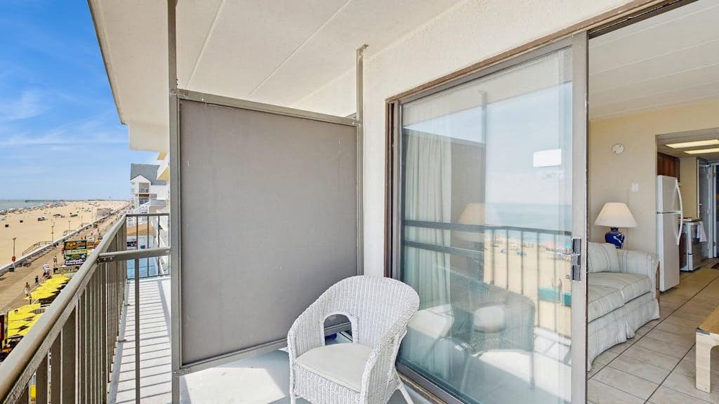 Fifth-floor ocean-view condo with boardwalk views, pool access, washer & dryer, and AC