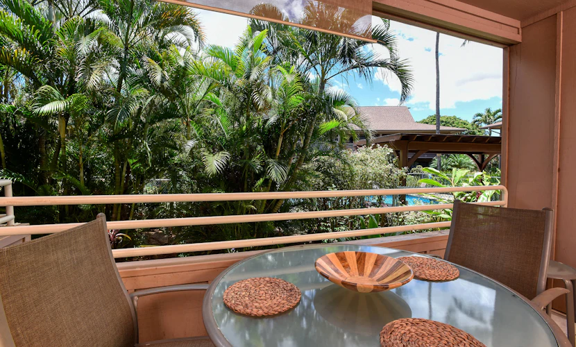 Escape to this quiet, fully equipped condo at Kihei Bay Vista — set back from traffic yet just steps from miles of white sand beach.
