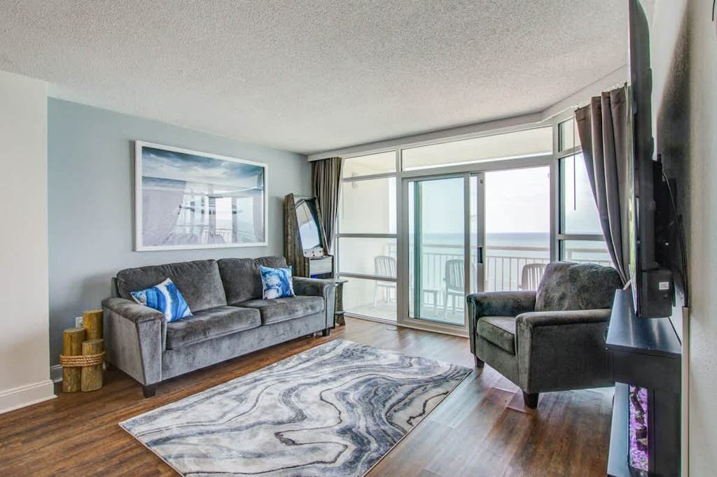 Wake up to breathtaking, panoramic views of the Atlantic Ocean from Carolinian Beach Resort Penthouse 2132, a beautifully updated oceanfront retreat perched high above the shoreline. This spacious two-bedroom, two-bath penthouse comfortably accommodates up to eight guests, making it the perfect choice for families, couples, or friends looking to experience the best of Myrtle Beach.

