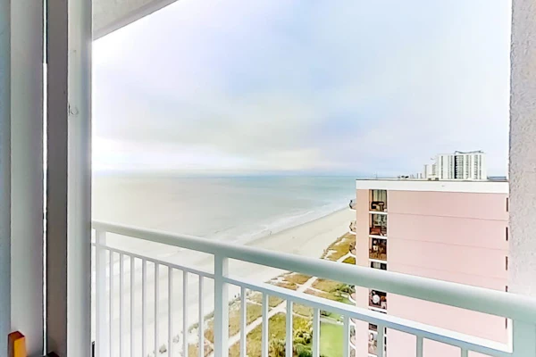 19th-floor partial ocean-view snowbird-friendly condo with AC & W/D