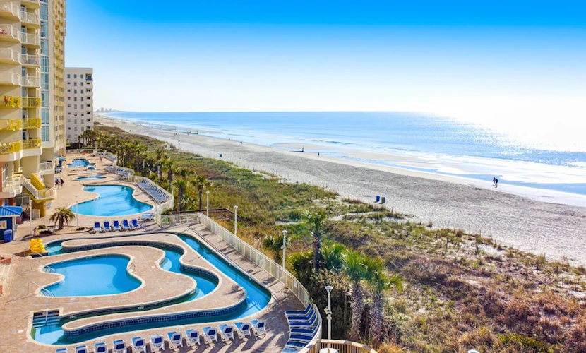 17th floor ocean view studio w/ central AC, shared pool, balcony, shared hot tub