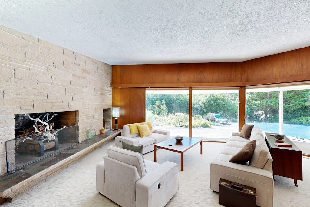 Mid-century modern home with pool, WiFi, BBQ grill, patio, and fireplace