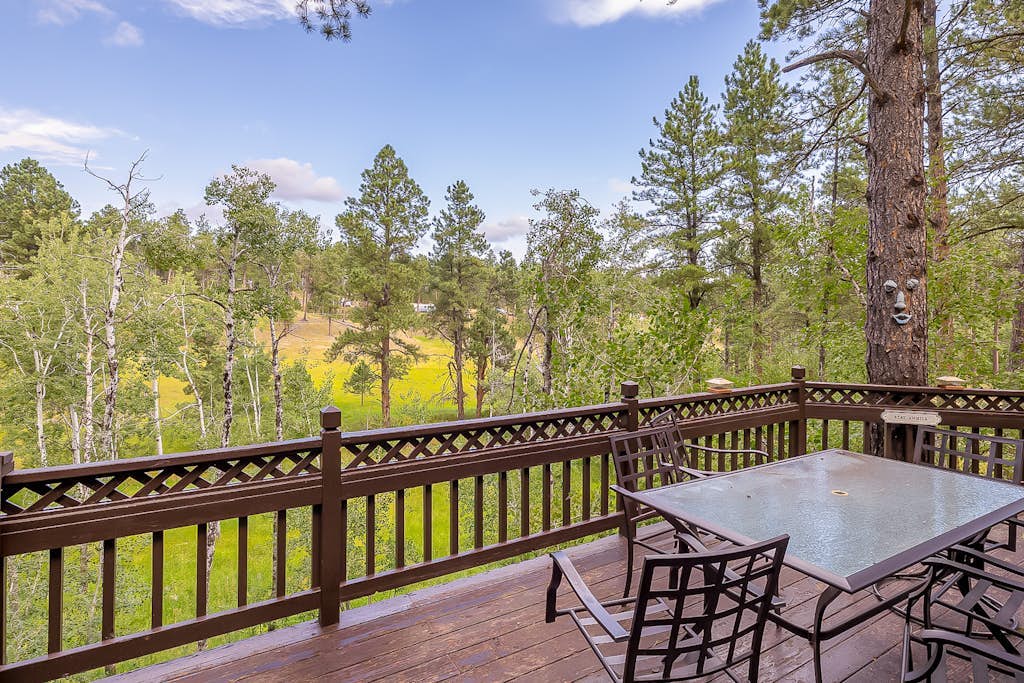 Mountain-view house with washer/dryer, fireplace, gas grill, balcony, & patio