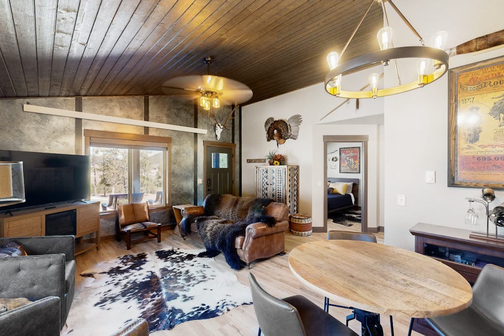 Dog-friendly mountain view cabin with a washer/dryer, BBQ, & full kitchen