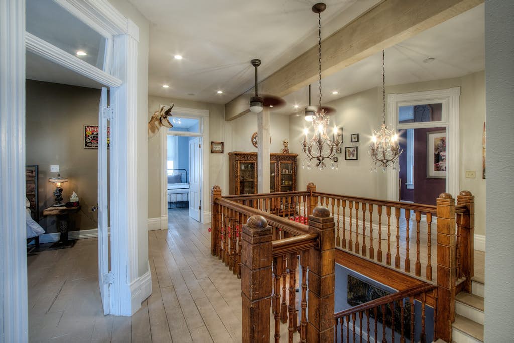 Historical home right in town with tons of character, fireplace & great deck