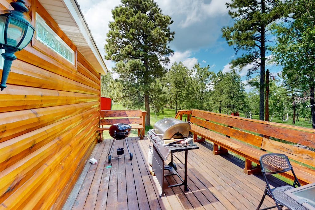 Dog-friendly log cabin with amazing views, fireplace, grill - close to Deadwood