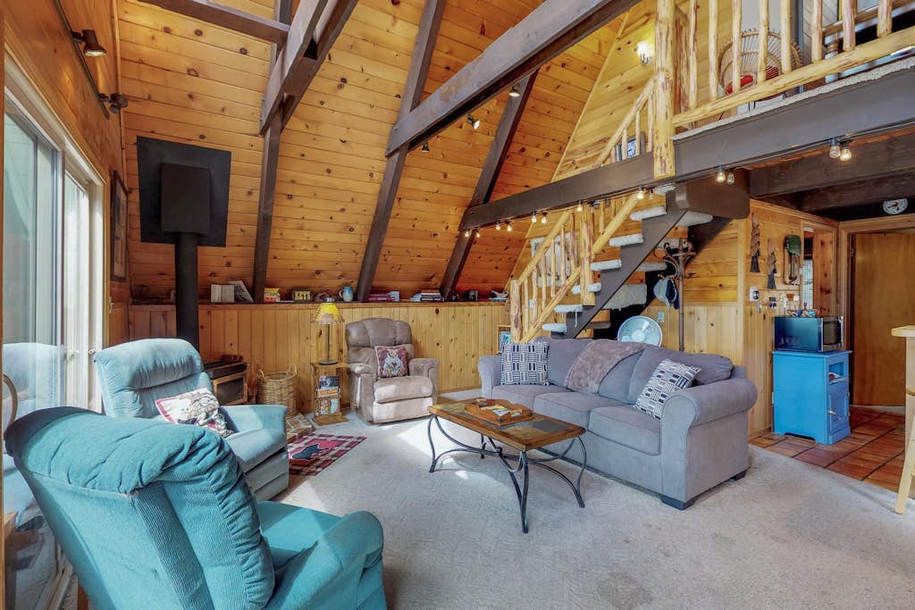 2BR A-Frame Cabin w/ Loft, Free WiFi, Private W/D, & Large Forest-View Deck