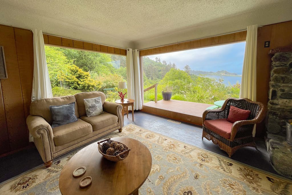 Dog-friendly, waterfront home with ocean views, private hot tub & deck